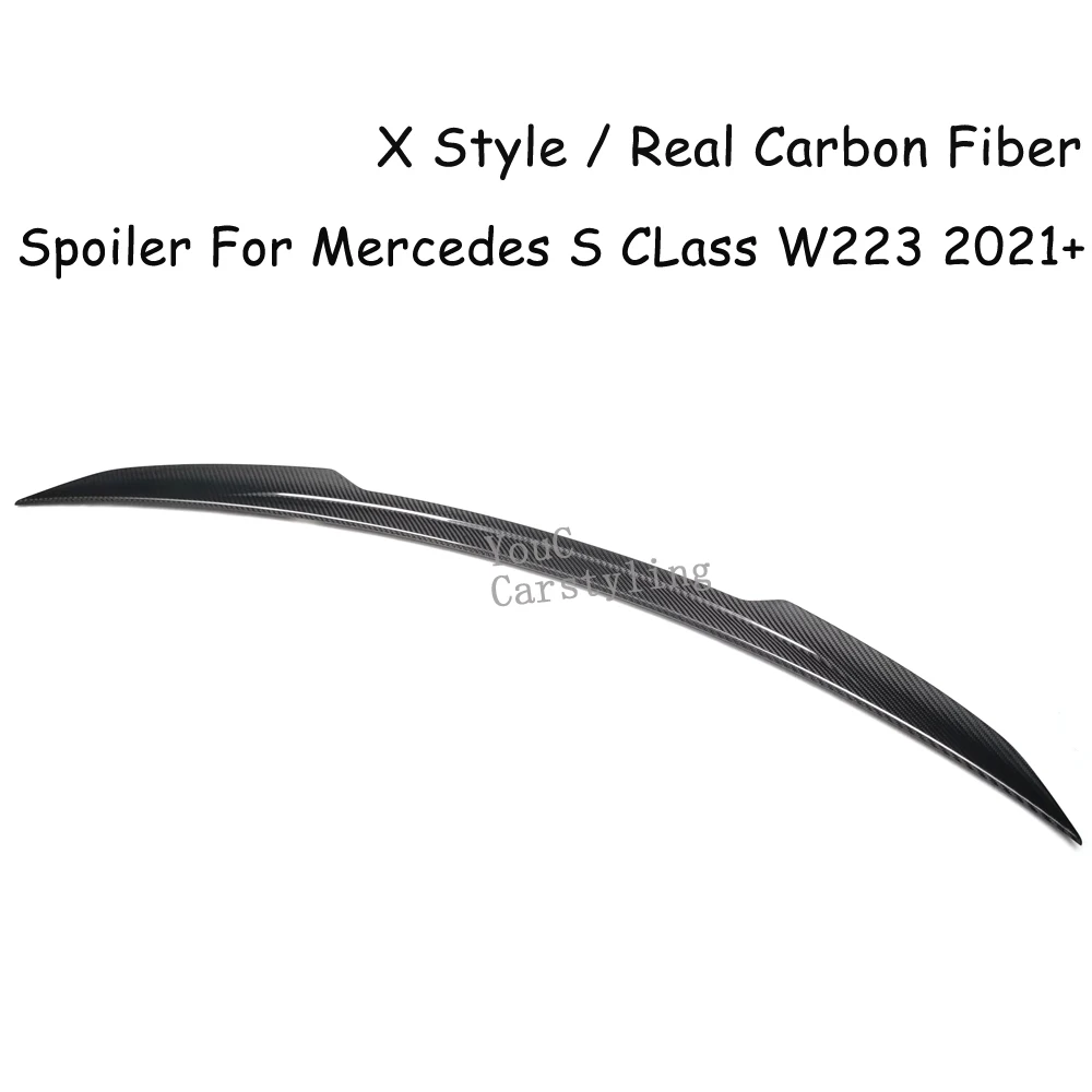 W223 X Style Carbon Fiber Trunk Boot Lip Spoiler For Mercedes S Class W223 Sedan S480 S500 S680 2021+