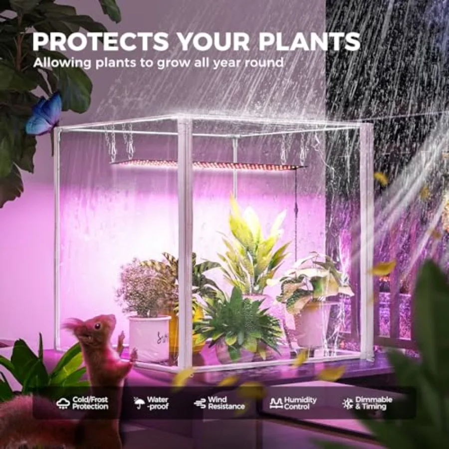 Indoor Greenhouse with Grow Light with 40W Seed Starting LED Indoor Plant Light Portable Mini Greenhouse with Timer for Seed St