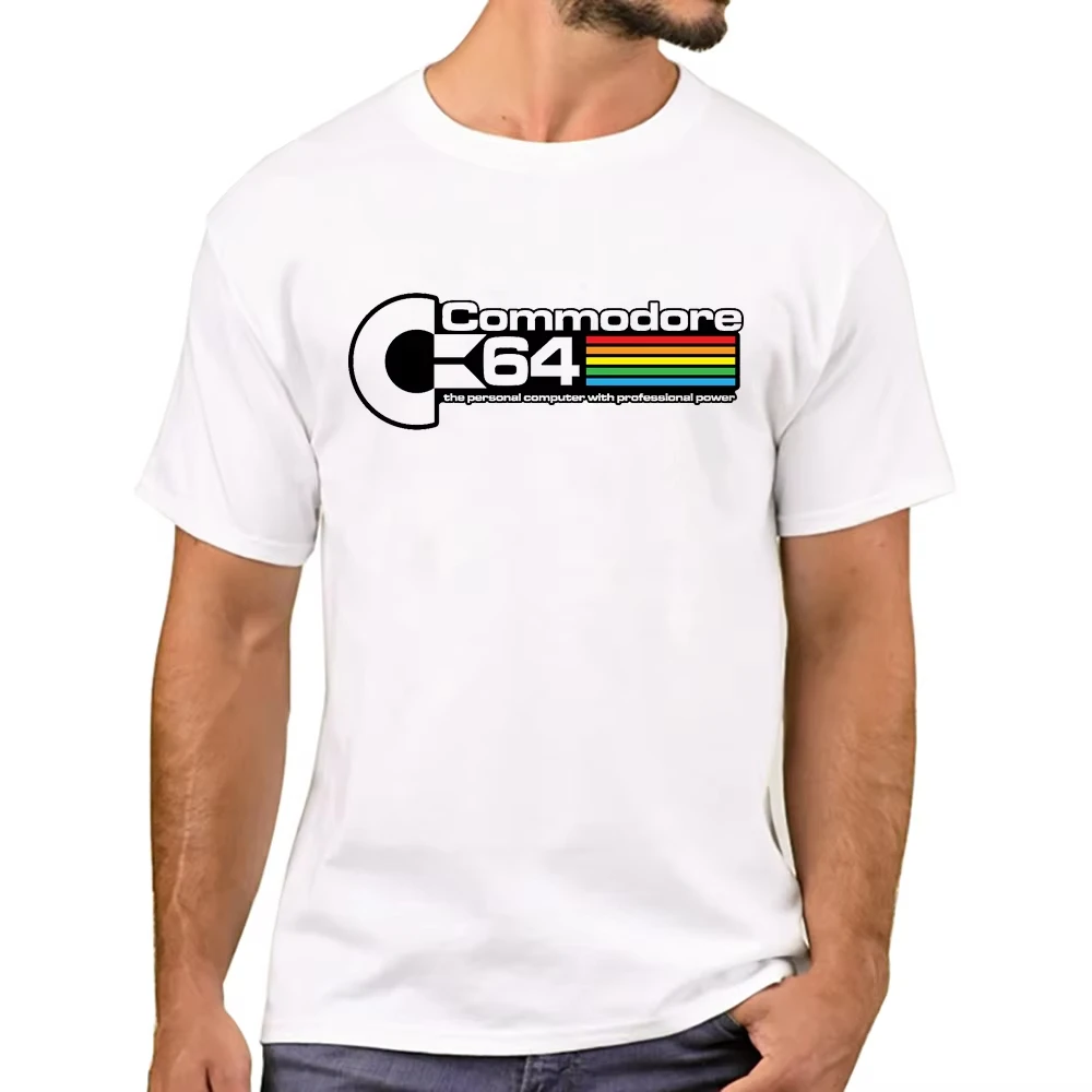 أزياء الرجعية الرجال تي شيرت خمر C64 كومودور 64 الكمبيوتر المطبوعة مضحك تي شيرت قصيرة الأكمام بلايز Harajuku المحملة