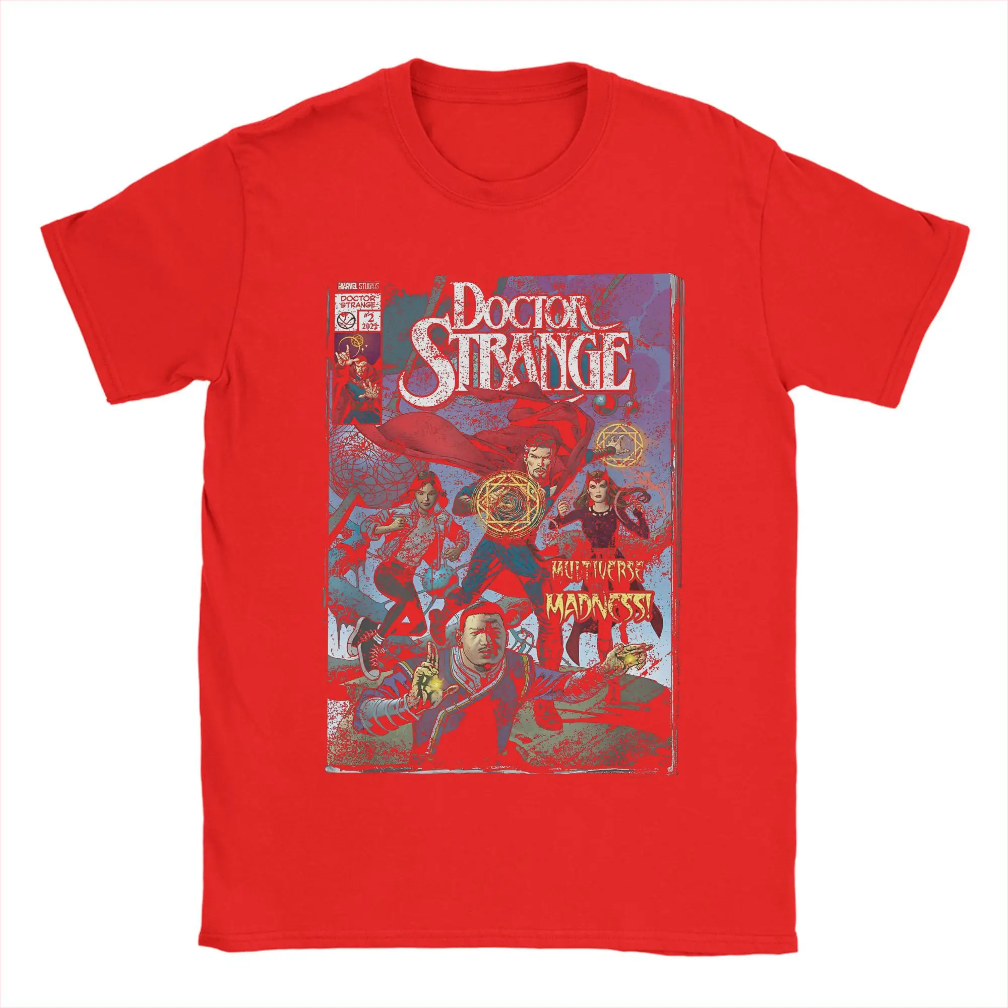 تي شيرت Marvel Vintage Doctor Strange in Crazy Multiverse تي شيرت رجالي برقبة دائرية من القطن الخالص تي شيرت كوميدي بأكمام قصيرة