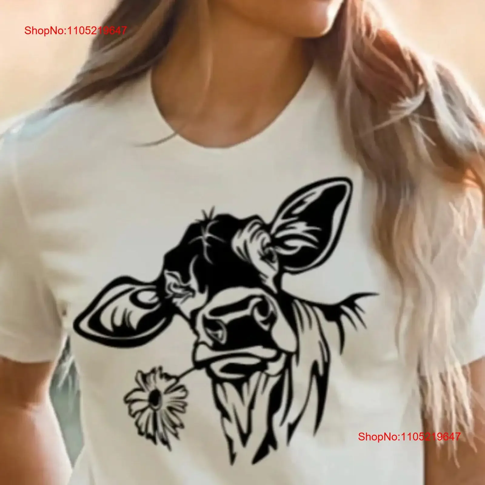 T Shirt cute cow with daisy heifer tee YOU CHOOSE Color Size mens womens unisex farm animal vintage Washed Stretched Casual