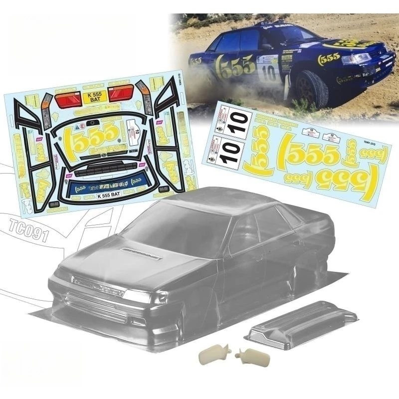 TeamC Bodies 1/10 Legacy Rally Car Body Clear Lexan Car Shell W/Rear Wing 3D Mirrors and 555 Decal Stickers set for Rc Drift Toy