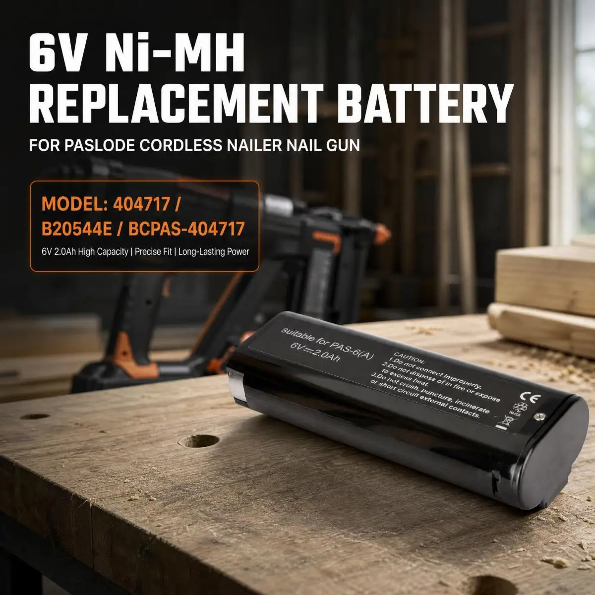 404717 B20544E BCPAS-404717 6V Ni-MH Replacement Battery for Paslode Nailer Nail Gun Cordless Power Tool