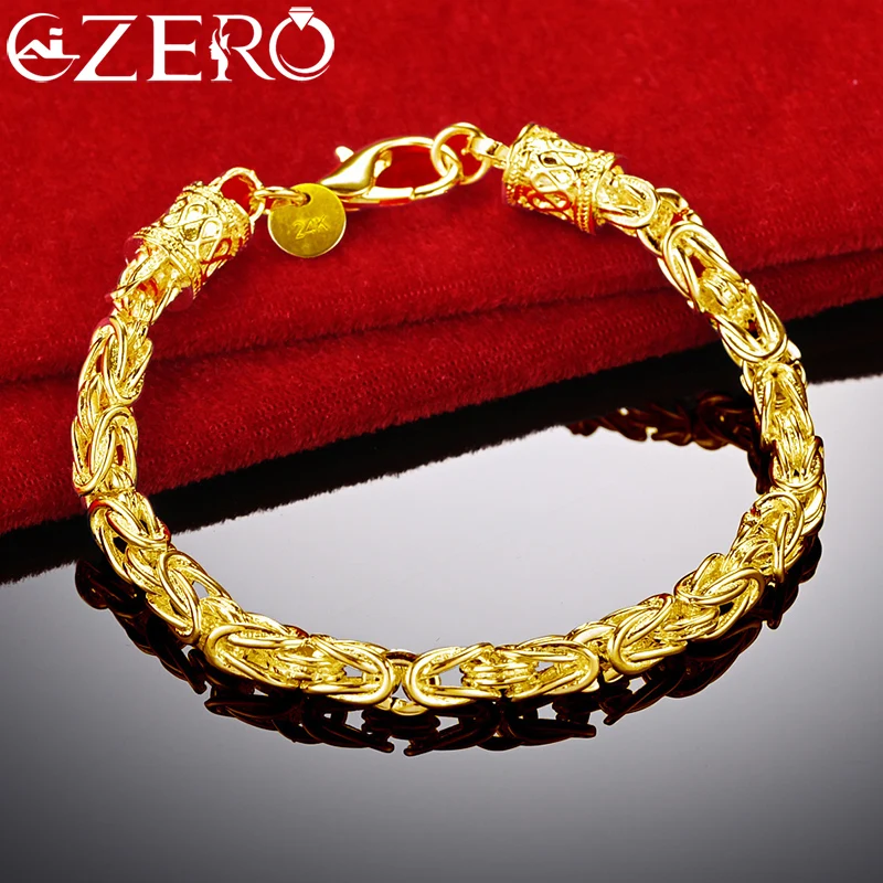 ALIZERO 18K Gold Dragon Head Bracelet Chain For Man Women Wedding Party Accessories Fashion Luxury Charm Jewelry Gift