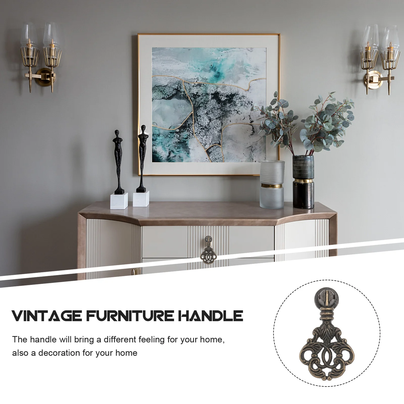 

6Pcs European Style Cabinet Handles Retro Decorative Furniture Handles for Drawer Wardrobe Shoe Cabinet Replacement