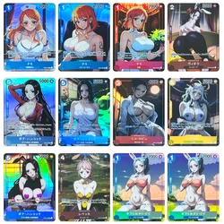 9Pcs/set Rare Game Card One Piece Nami Boa Hancock Nico Robin Anime Bronzing Collection Flash Card Cartoon Toys Christmas Gift