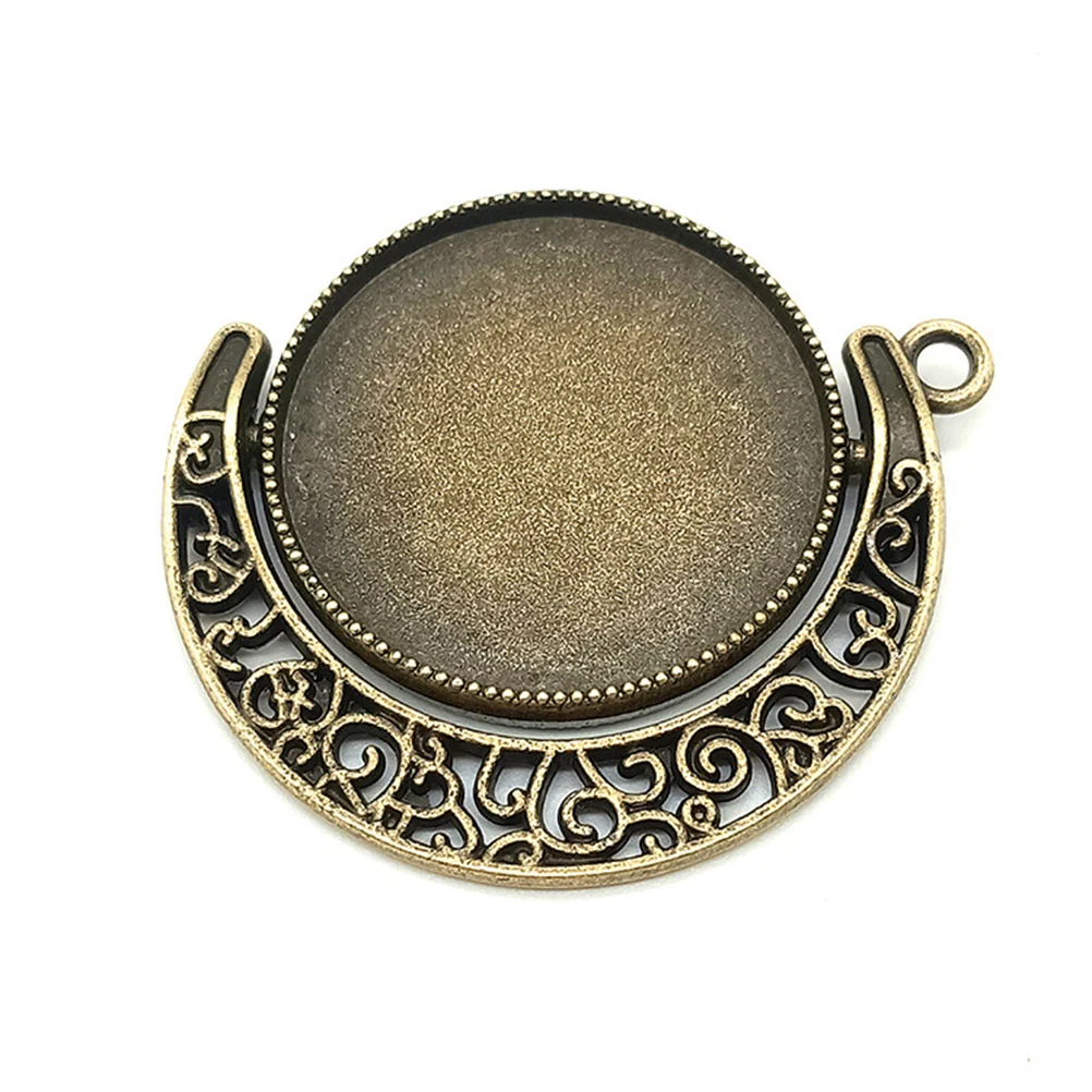 

10Pcs Round Moon Pendant Necklace Retro Handmade 25mm Rotating Double-Sided Bottom Pendants Women Jewelry Perfect Gift Accessory