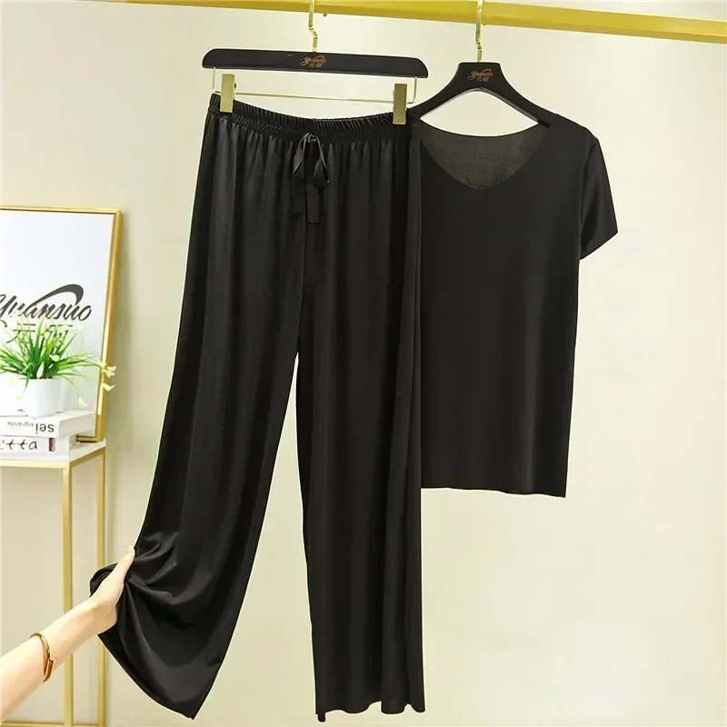 Female Home Clothes 2 Pieces Set Lady Home Suit Summer Women Lounge Wear Autumn Loose Homewear Suit for Women Pajamas Pants Set