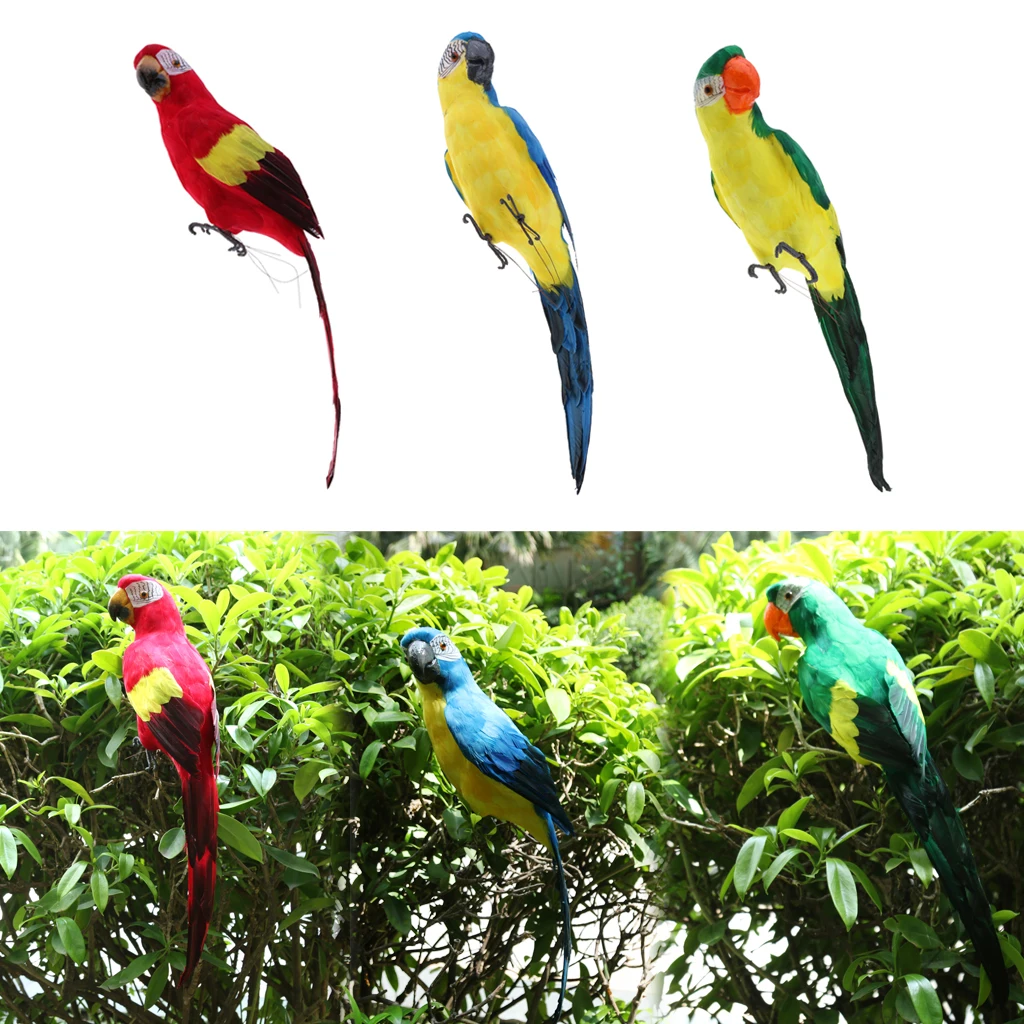 Large 60 CM Artificial Parrot Toy Lightweight Garden Decor 3 Colors