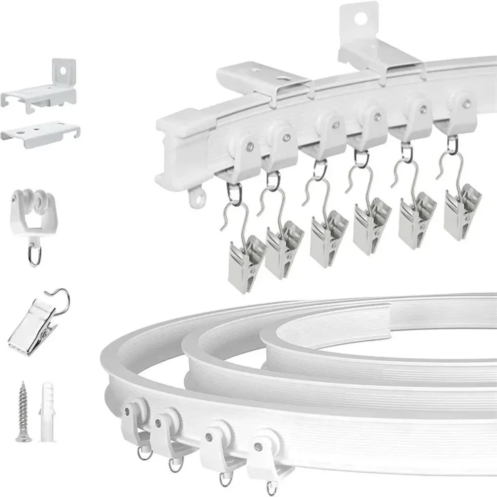 Durable 2/3 Meters Curtain Track Flexible Bendable U-shaped Curtain Slide Curtain Rail Ceiling Wall Mount