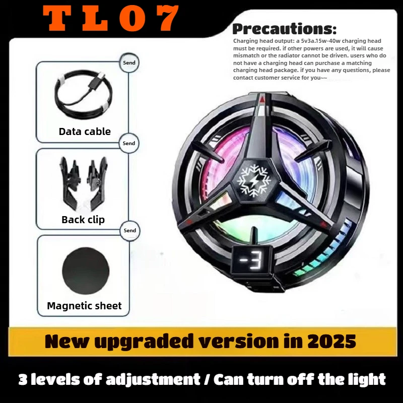 

NEW TL07 Semiconductor Phone Cooler 5V/3A Freeze Cooling Radiatorwith Digital Display Magnetic/ Back-clip 2 IN 1 Cool Heat Sink