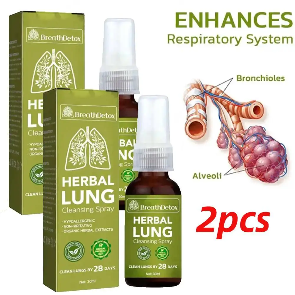 

2PCS Herbal Lung Cleansing Spray Breath Detox Herbal Lung Cleanse Spray, Herbal Lung Cleanse Mist - Powerful Lung Support