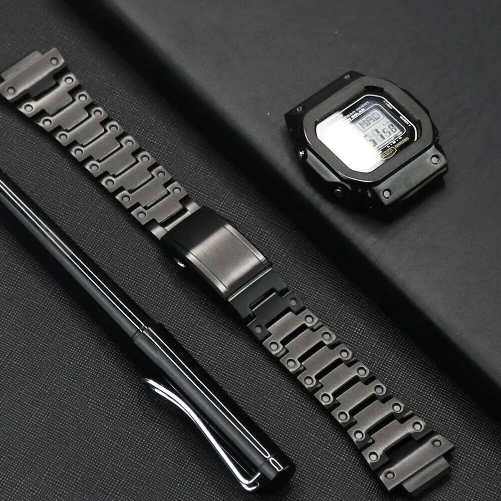 Metal Steel Band Bezel Mod Kit For DW5600 5610 G5600E 5600 GWB5600 Stainless Steel Watchband Case Bracelet Replacements