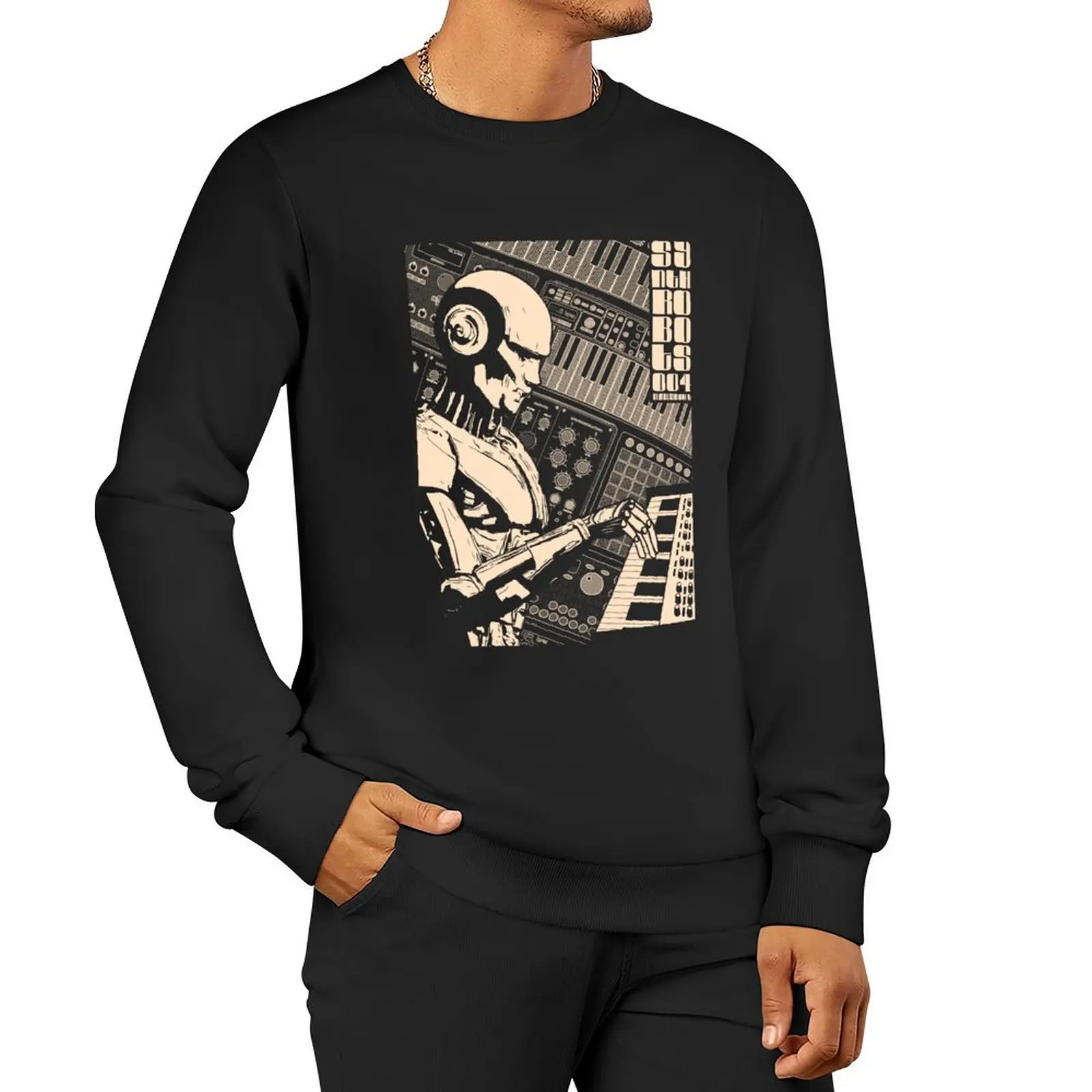 Synth robot 004 Synthesizer musician and music producer Pullover Hoodie anime clothes men's sweatshirts