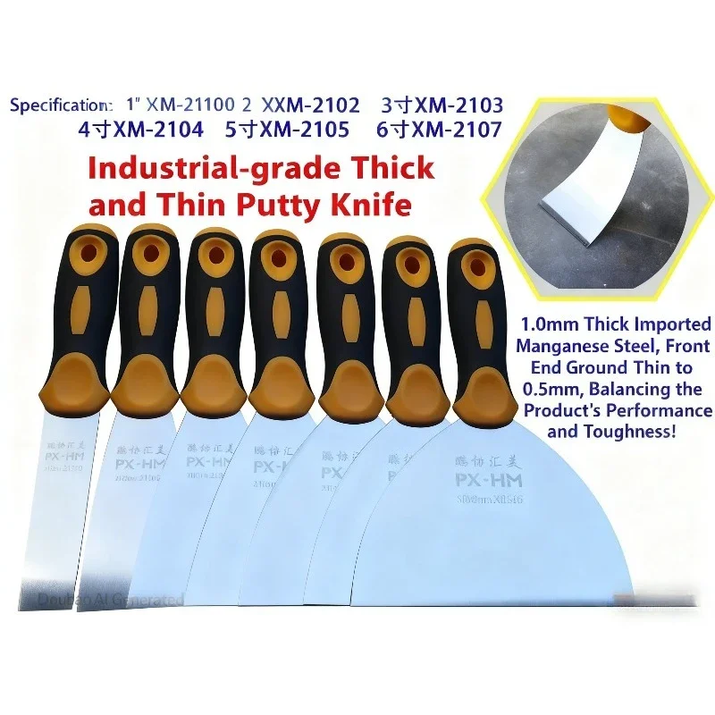 มีดโป๊วเกรดอุตสาหกรรม ใบมีดขัดเงาความแข็งแรงสูง พร้อมด้ามไม้/พลาสติก สำหรับทาสีและซ่อมแซมผนัง
