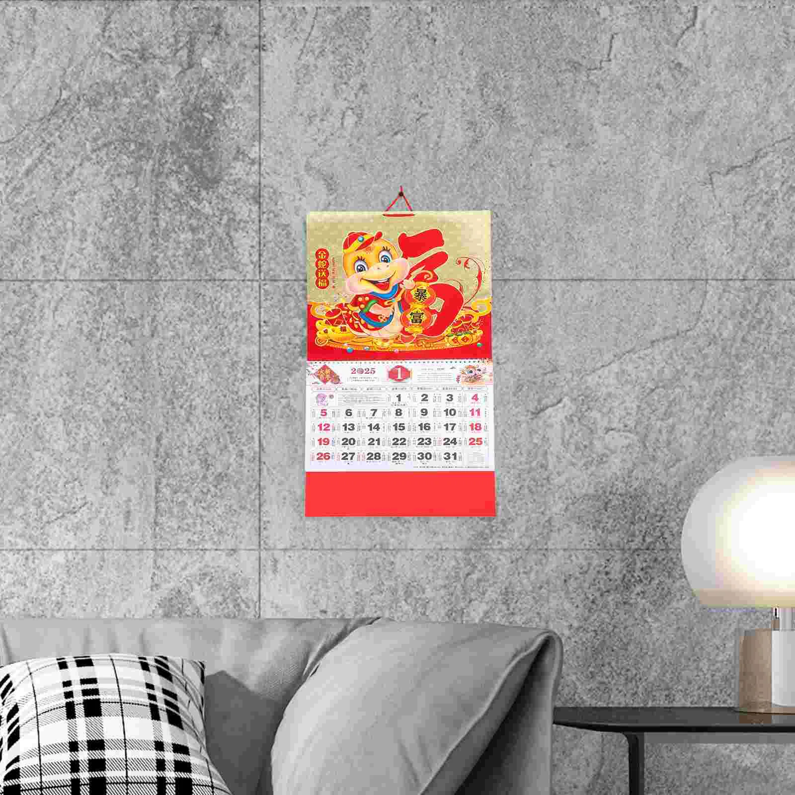 Imagem -04 - Calendário Chinês Pendurado Calendário Lunar Tradicional Ano de Cobra Calendário Doméstico Parede Pendurado 2025