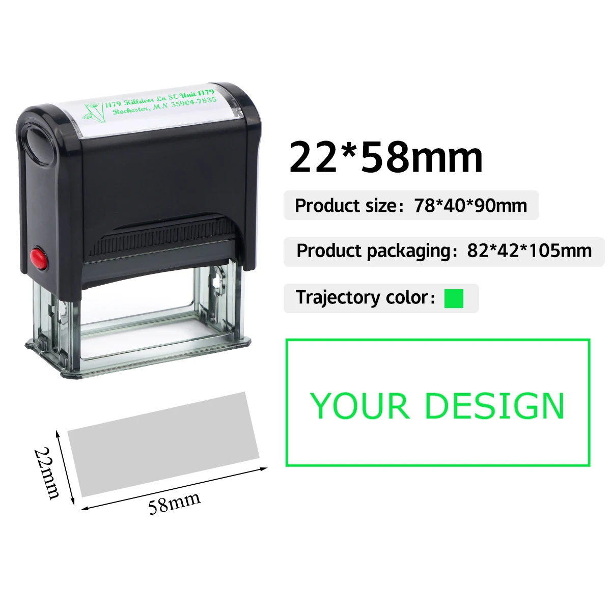 Rechthoek Patroon Aangepaste Zelfinktende Stempel Gepersonaliseerde Adres Tekst Logo Ontwerp Druk-type Inkten Stempels voor DIY Visitekaartje