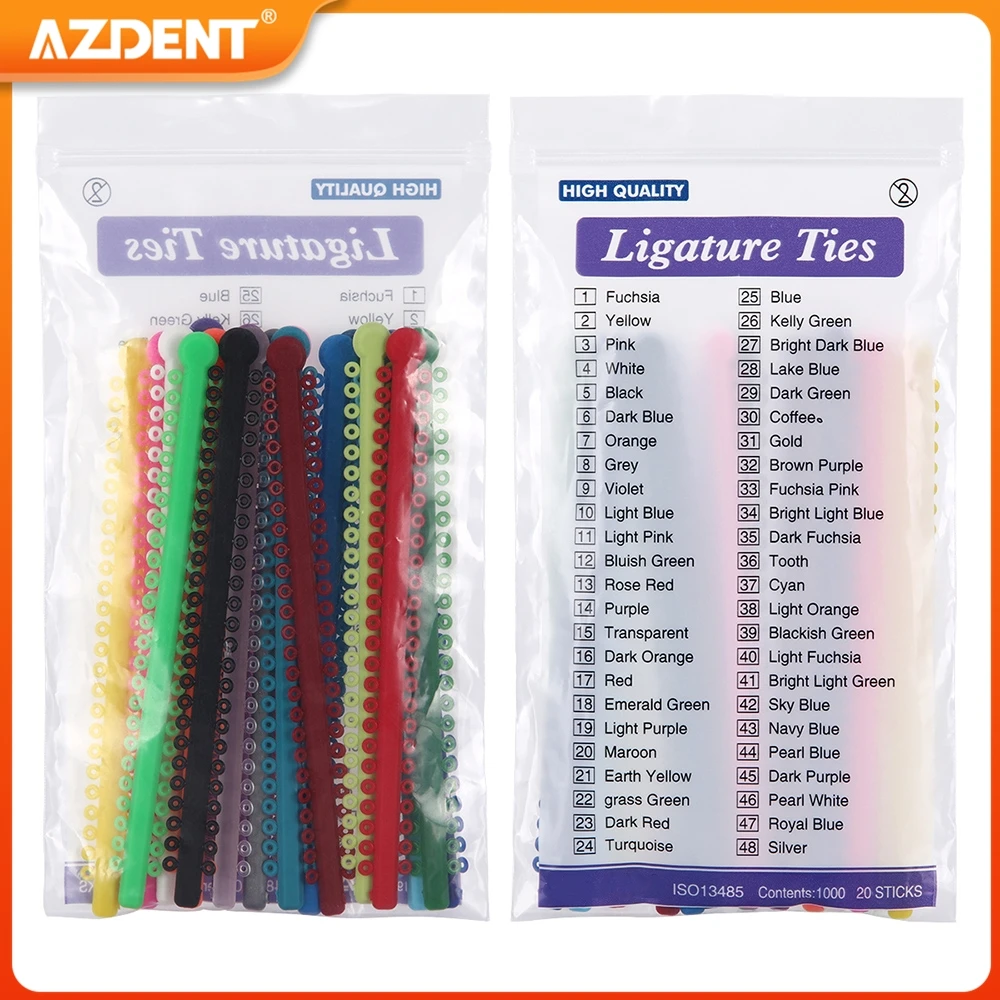 1000pcs/Pack Dental Orthodontic Elastic Ligature Ties AZDENT Bands Ligation Ring for Brackets 23 Colors Dentistry Supplies