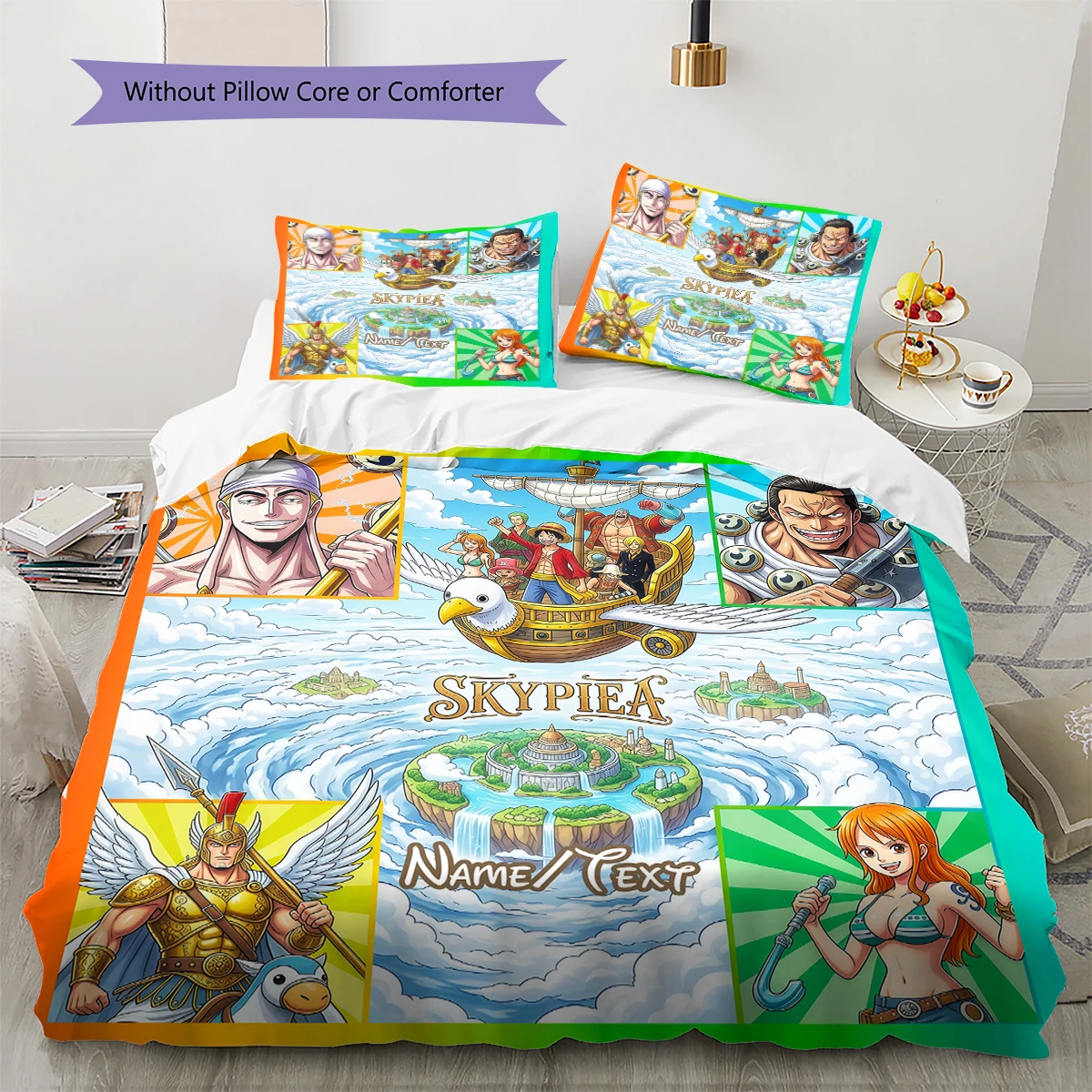 Custom Name One Piece Puzzle  Soft Comfortable Duvet Cover, Sizes Available (1 Duvet+2 Pillowcases No Core), Various Sizes -HE81