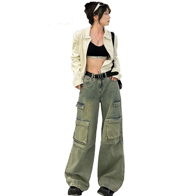 

Широкие брюки Одежда 2000-х годов Шорты Y2k Ретро Синие женские джинсовые шорты Джинсы-багги для женщин Корейский стиль Cowgirls Newjeans