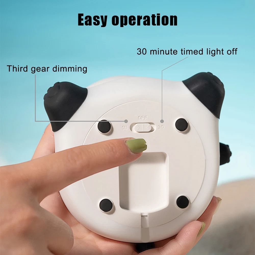 Lampada portatile in Silicone Panda elettrico leggero per la camera da letto di casa luci bianche calde lampada per dormire ricaricabile del fumetto