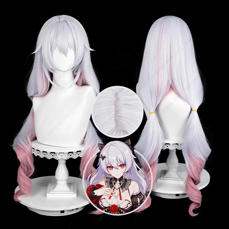 Peluca de Cosplay de Anime Theresa Apocalypse, cabello sintético resistente al calor, gradiente Cruly, 90cm de largo