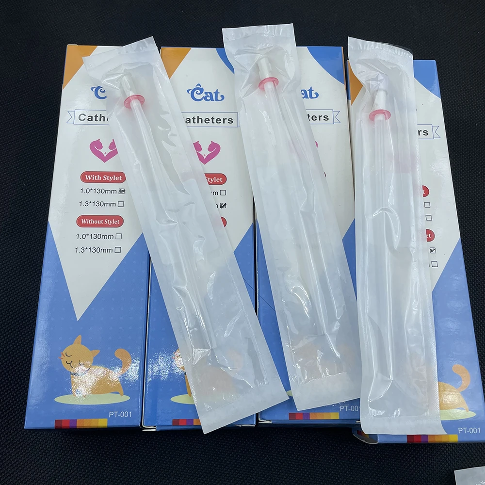 10PCS/Box Pet Cat Catheter Luer Urinary Closure Retention Side Open Disposable Urine Problem Male Feline Hospital Tool Supplies