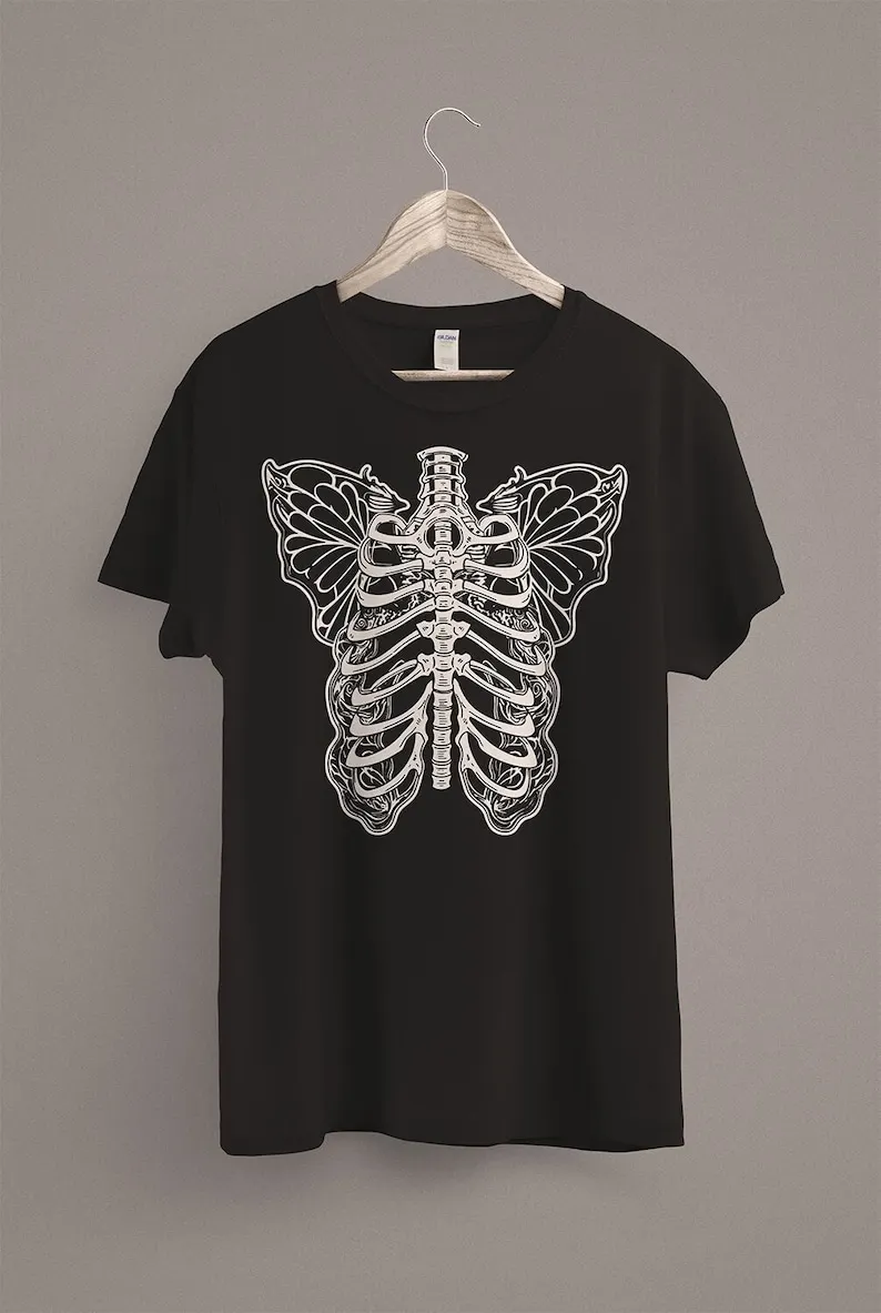 Fae Skeleton TShirt  Fairycore Goth Aesthetic  Fairy Grunge  Cottagecore  Dark Academia  Goblincore  Witchy Shirt