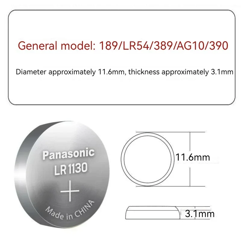 Panasonic 189 LR1130 AG10 SR1130 389 V10GA LR54 SR54 1.5V batteria alcalina a bottone per calcolatrice orologio termometro giocattolo