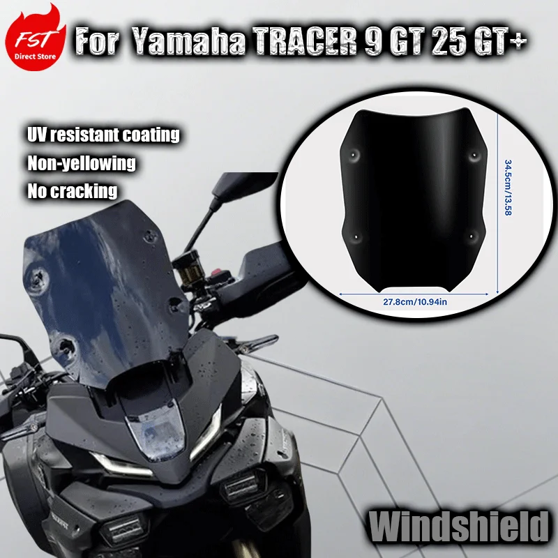 

For Yamaha TRACER 9 GT Modification Parts: Front Windshield for Motorcycle Racing (2025 GT+)