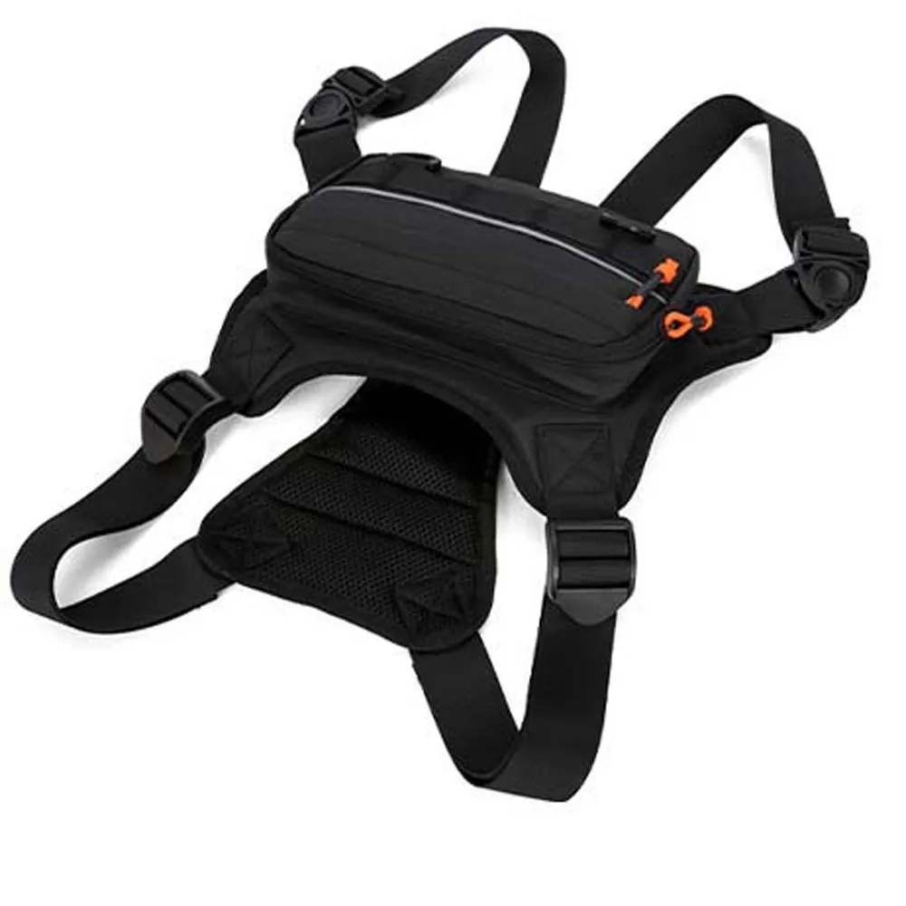

Oxford Cloth Unisex Chest Rig with Webbing Two Tone Design Motorcycle Vest Pack Orange Cord Pull Reflective Line