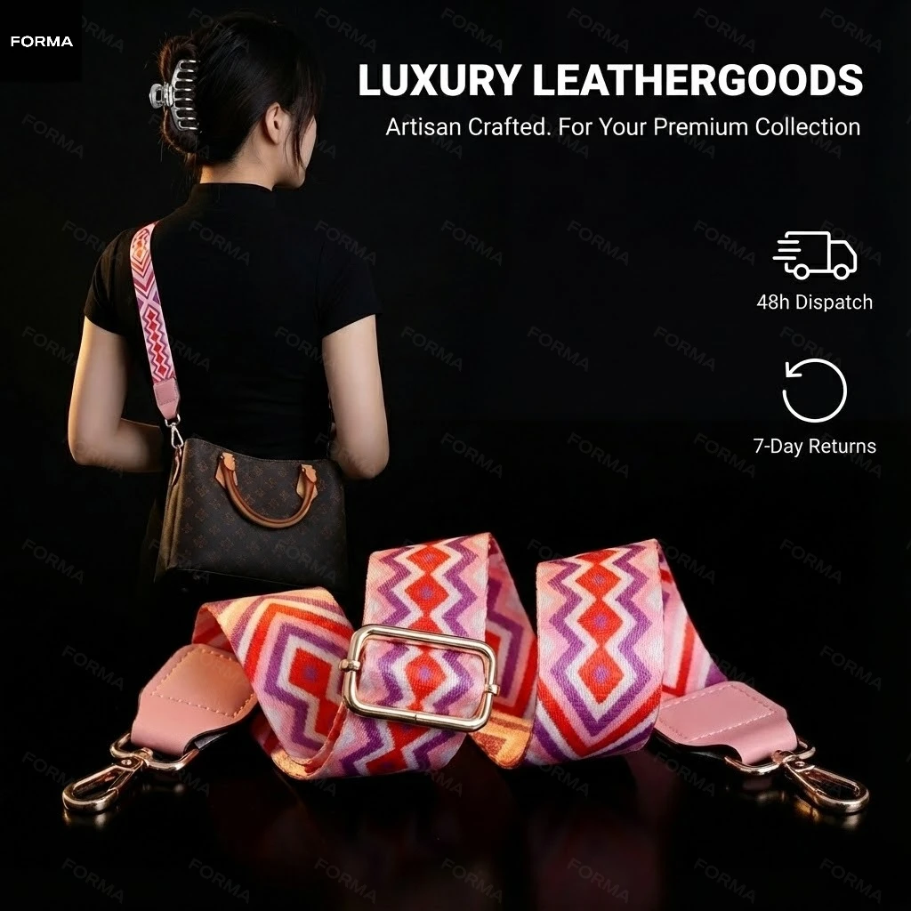 

3.8cm Wide Shoulder Strap Replacement Crossbody Belt Ethnic Geometric Pattern Adjustable Canvas Bag Handbag Purse Accessories