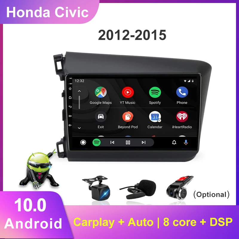 

Автомагнитола Yeanav, 4G + WiFi, 2Din, Android, мультимедийный видеоплеер, GPS-навигация для головного блока HONDA CIVIC 2012-2015