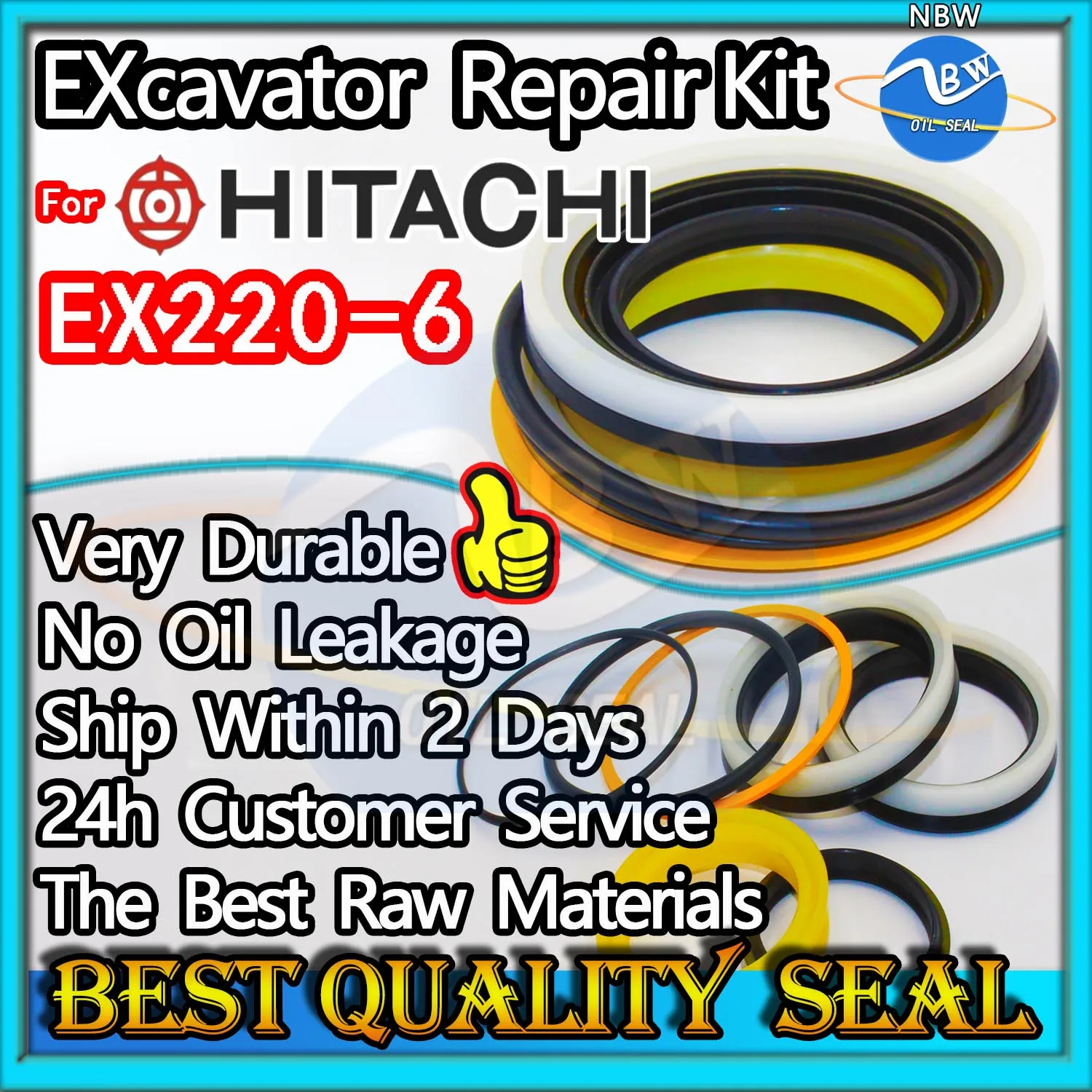 

For Hitachi EX220-6 Repair Kit Excavator Oil Seal Digger Clamshell Shovel Adjust Swing Gear Center Joint Gasket Nitrile NBR Nok