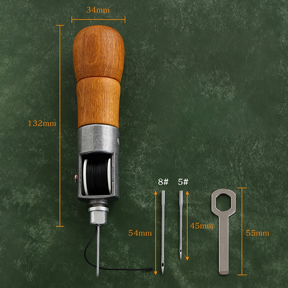 Leather Hand Sewing Machine DIY Leathercraft Waxed Thread Sew Tool Edge Stitching Belt Strips Shoemaker Awl Lock Stitcher Kit