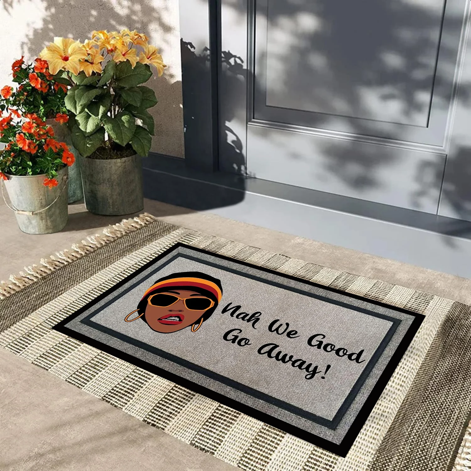 

Nah We Good Go Away -Rubber Doormat, Entrance Floor Mat,Non Woven Top Rubber Backing Anti-Slip