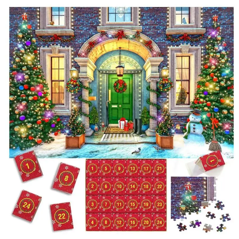 

1008 Pieces Christmas Advent Calendar Jigsaw Puzzle Advent Calendar merry christmas Decorations navidad gifts for Adults Kids