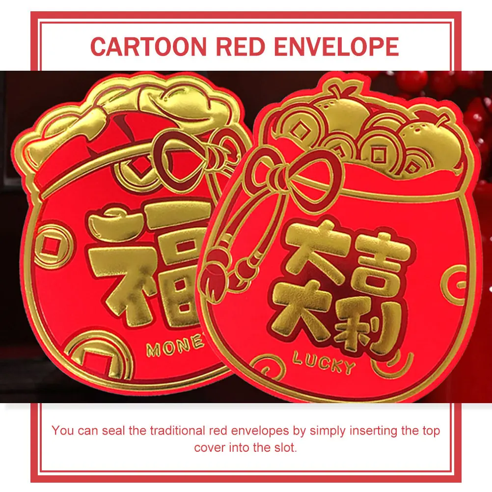 24Pcs Paper Red Envelopes Smooth Not Easy to Break Chinese Hongbao Red Luck Money Bags Festive Celebration Gift for Family
