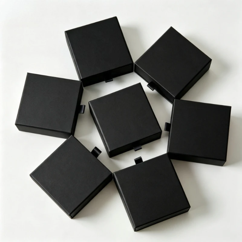 50pcs Minimalist Thin Drawer Jewellery Box Multi-Color Ribbon Pull Sliding Paper Box for Ring Earring Necklace Gift Storage