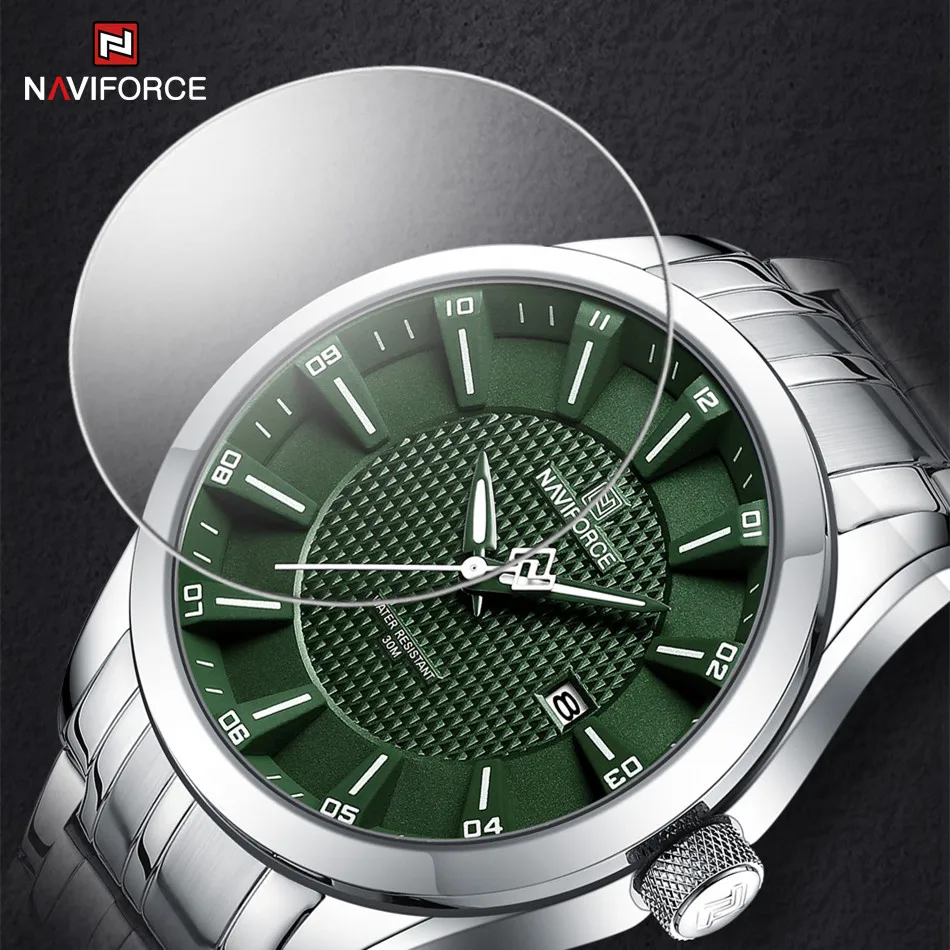 NAVIFORCE orologi da uomo di moda di lusso cinturino in acciaio inossidabile orologi da polso al quarzo impermeabili militari maschili Reloj Hombre