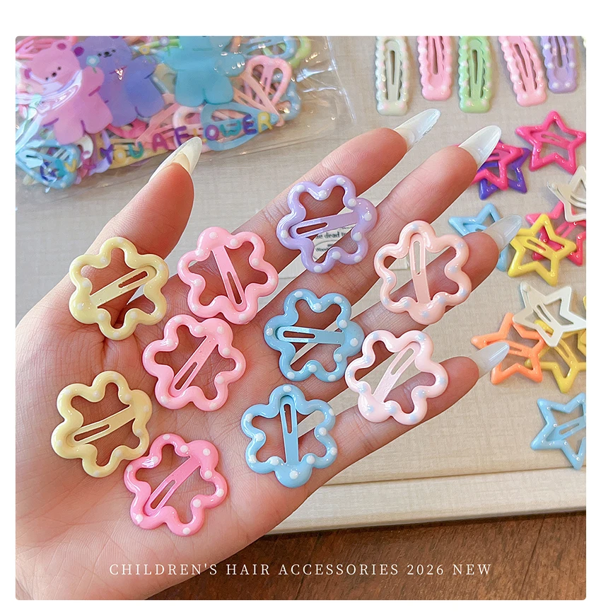 30 Stück/Beutel Niedliche Hohle Stern-Haarspangen für Frauen und Mädchen, Makronen-Bonbonfarben Metall-Haarklammern, Kinder-Haaraccessoires – Detail 8
