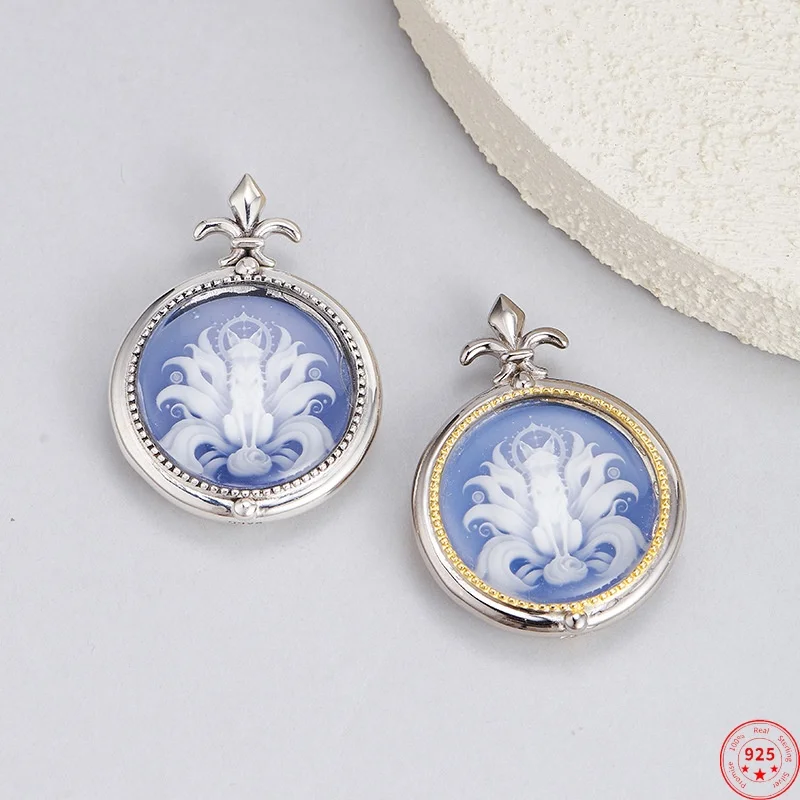 

Подвески из стерлингового серебра 925 пробы для женщин и мужчин, контрастный цвет, камея, девять хвостов, инкрустированные горным кристаллом, очаровательные ювелирные изделия, оптовая продажа