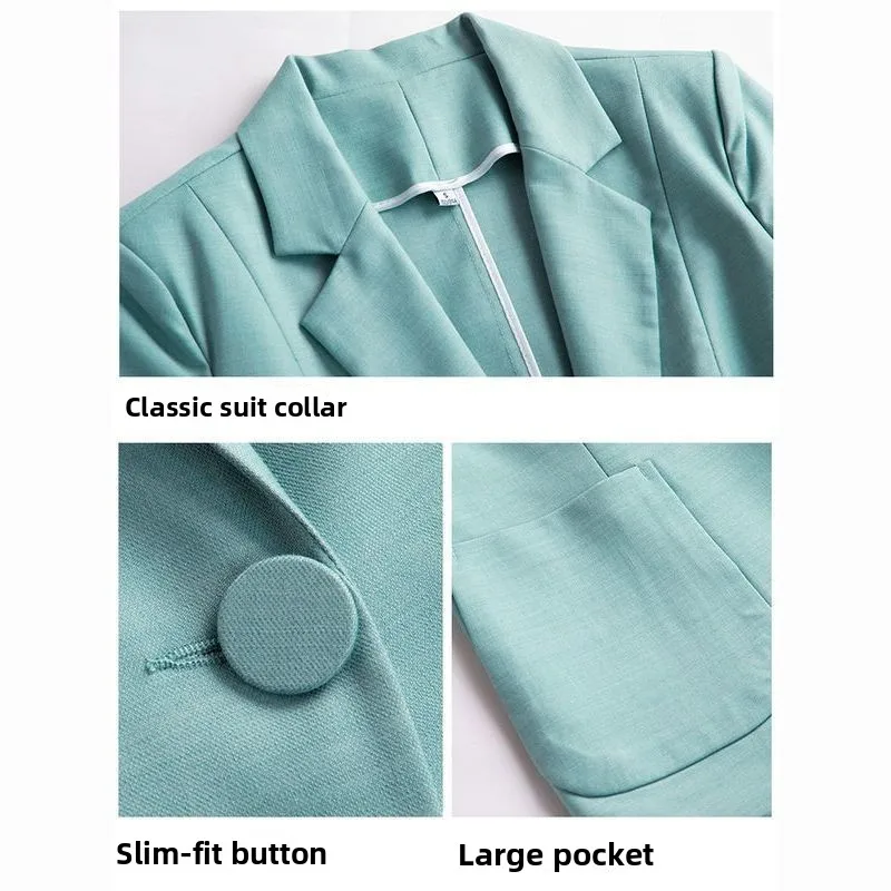 بدلة نسائية من الكتان Jaet 2025 جديدة رفيعة Seven-Sve معطف غير رسمي عالي الجودة بأزرار تفاصيل الإنتاج الصيني