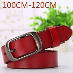 2023 100-120cm cintura donna in vera pelle colore puro nero marrone vino rosso cinture Jeans di alta qualità Casual All Match fibbia ad ardiglione