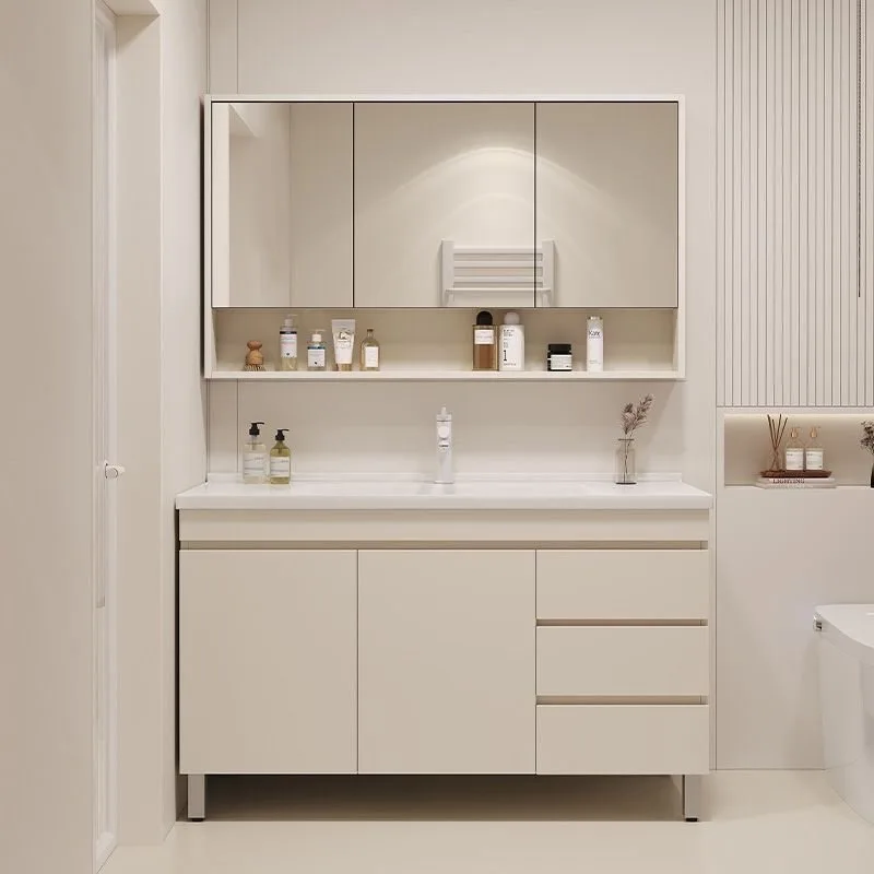 Bathroom cabinet, toilet washbasin, solid wood floor-to-ceiling sink ceramic integrated bathroom cabinet