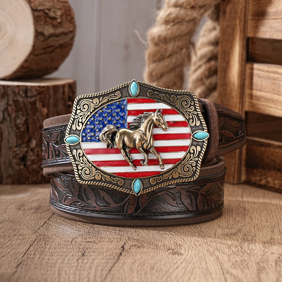 1 piece - Western cowboy style belt. Suitable for pairing with jeans. Men's and women's version. PU embossed color-matched belt