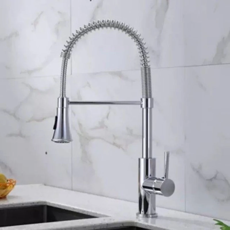 Bathroom pull-out kitchen faucet, single hole retractable faucet