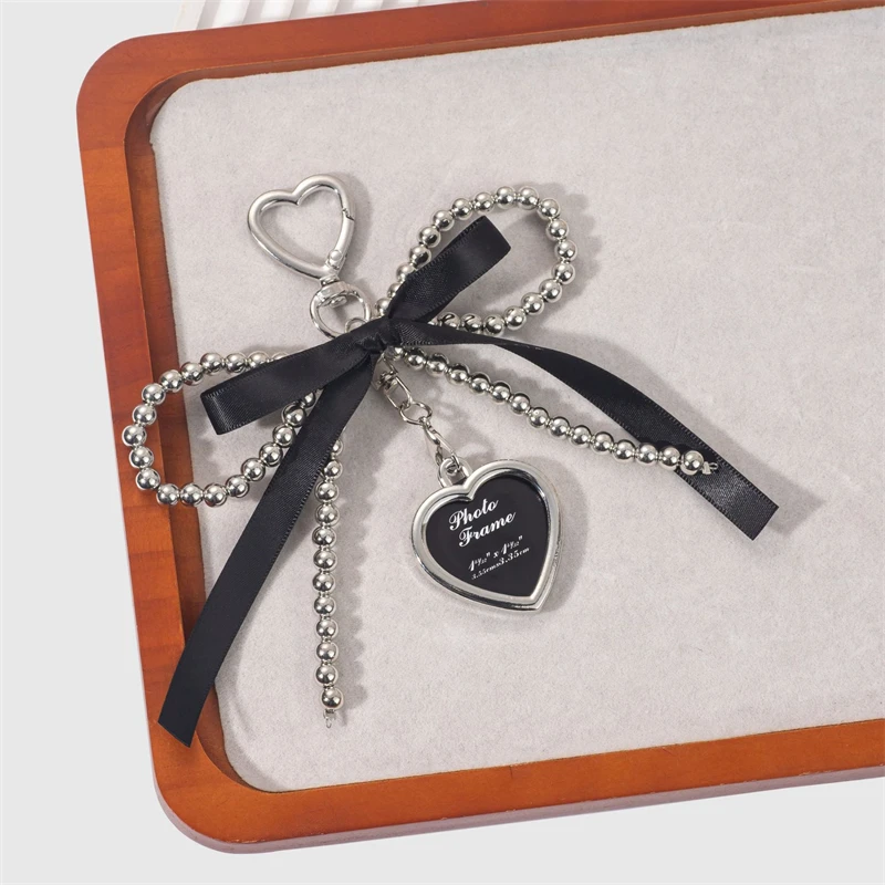 New Sweet Pearl Bow Keychain Heart Lace Pendant Car Keychain Y2K Girl Bag Pendant Accessory  Hanging Gift
