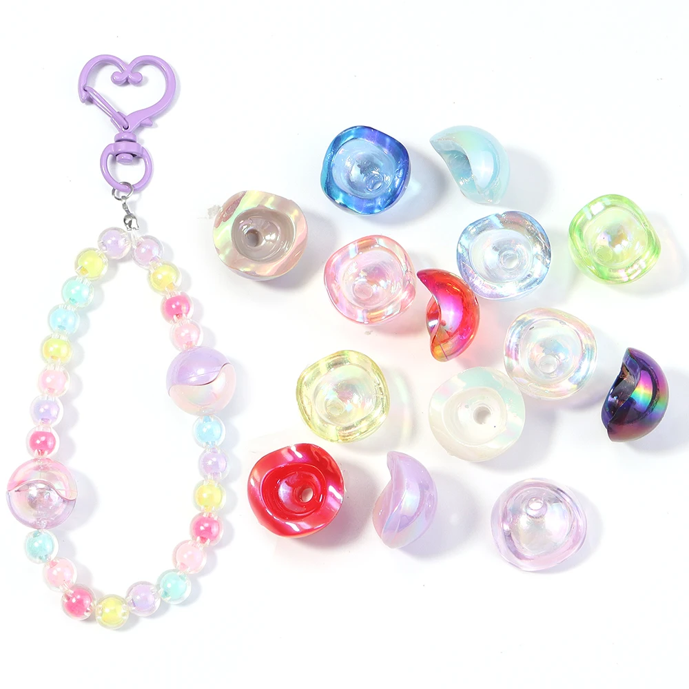 

20pcs/lot UV Half Ball Acrylic Beads Colorful Bead Caps Eggshell Spacer Bead For DIY Ornment Making Crafts Beading Accessories