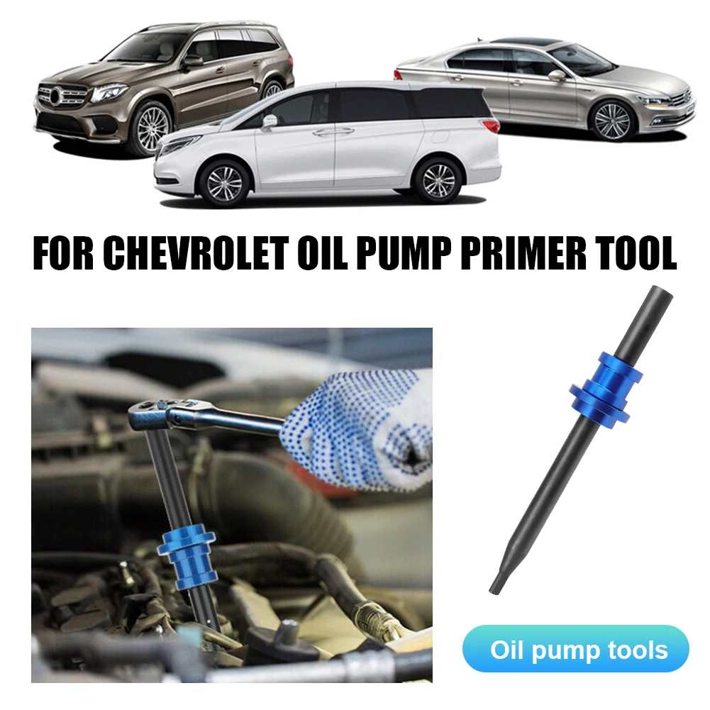 Herramienta de imprimación de bomba de aceite, herramienta de imprimación de bomba de aceite de aluminio, antioxidante para motor Chevy V6 V8, bloque pequeño y grande para Chevy 283 SBC 454 BBC